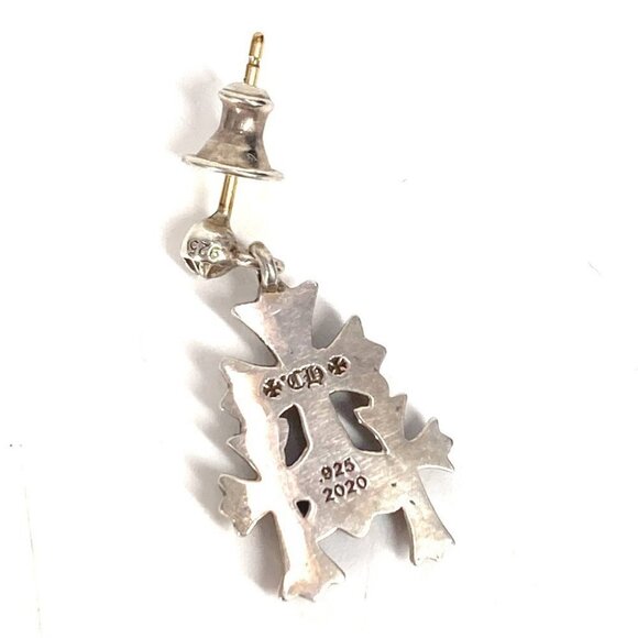 CHROME HEARTS 3 CH CROSS DROP Triple CH Cross Pierce SV925 / K14 Silver - Picture 4 of 7